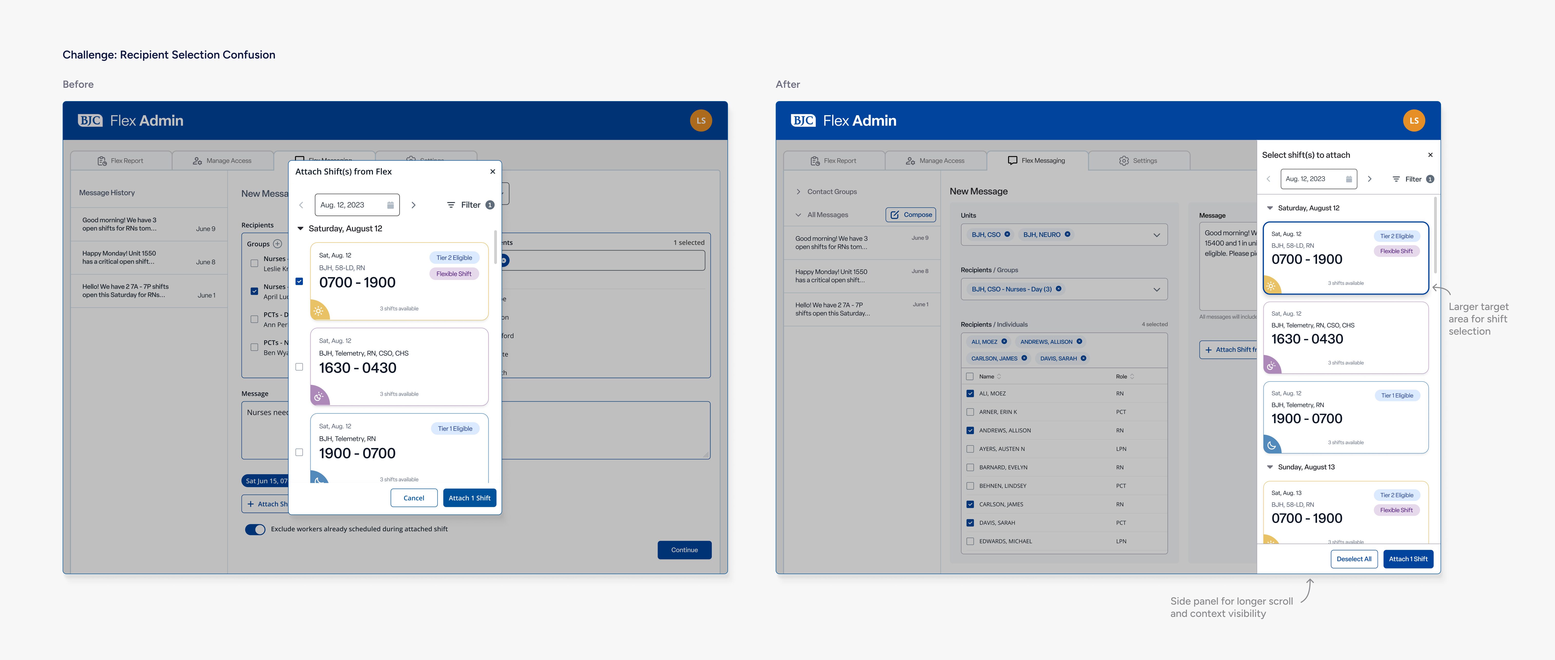 Redesigning the recipient selection process