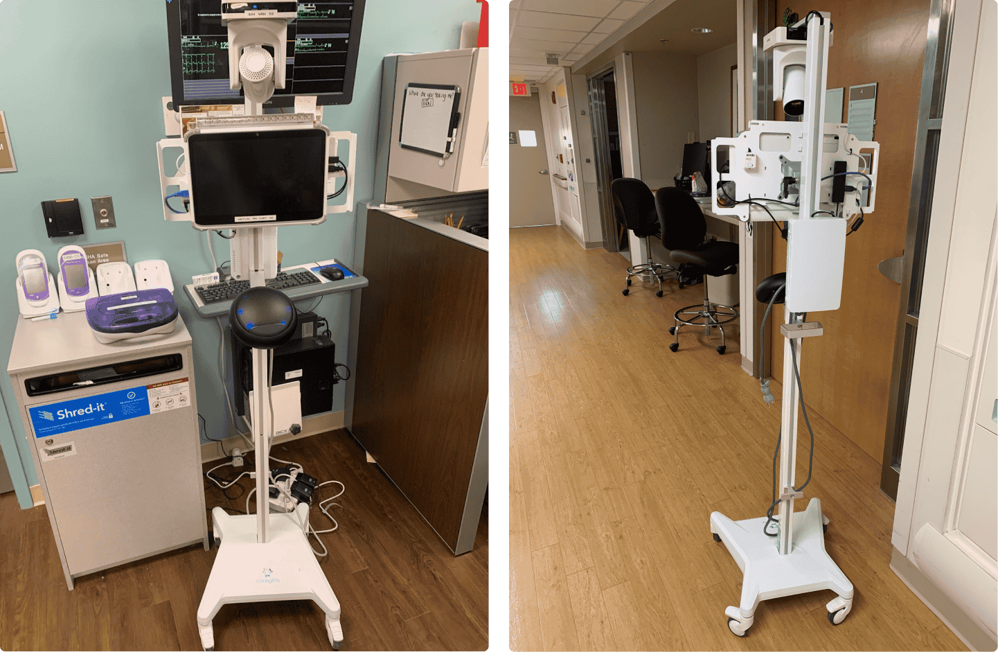 Observing bedside nurses working with virtual nurses over the carts.